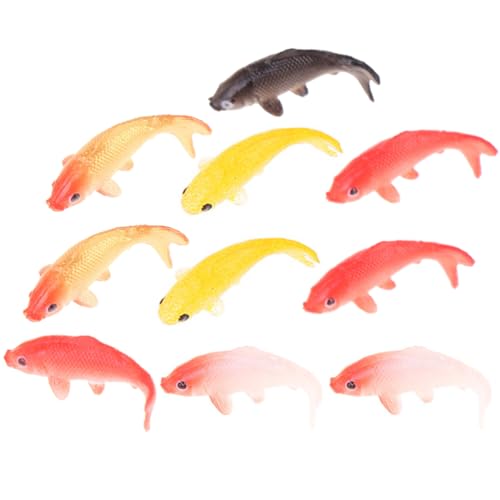 SAFIGLE 10st Mini-koi-simulationsmodell Kleine Plastikfische Miniatur- Miniatur-koi-Fische Mini-puppenhaus-zubehör Feengarten-koi-Fische Mini-goldfischfiguren Aquarium PVC Fleisch von SAFIGLE