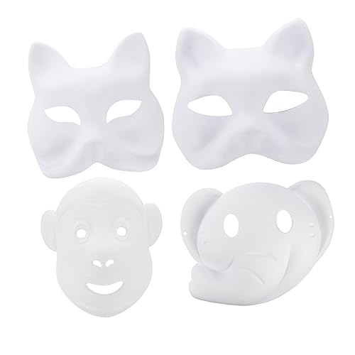 SAFIGLE 12Stücke DIY Weiße Maske Unlackierte Handgemalte Masken Für Maskerade Karneval Und Kostümpartys Leere Tiermasken Katze Fuchs Elefant Kreatives Cosplay Zubehör von SAFIGLE