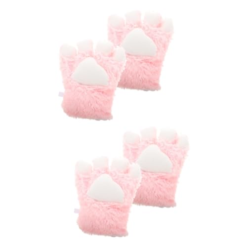 SAFIGLE 2 Paar Cat's Claw-Handschuhe kinder winterhandschuhe Kuschelige Katzenpfotenhandschuhe Cosplay Katzenpfotenhandschuhe dekorative Katzenpfotenhandschuhe Plüsch Rosa von SAFIGLE