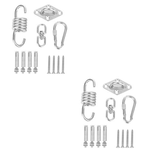 SAFIGLE 2 Sätze 360 Gartenhaken Paar Süße Ornamente Für Das Auto Mesh-Taschen Kordelzug Schaukel Haken Fahrradspeichendekorationen Haken Aus Edelstahl Hochleistungshaken Hängesessel Feder von SAFIGLE