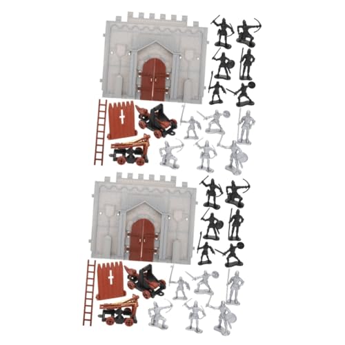 SAFIGLE 2 Sätze Kriegsspielzeugmodell Spielset für Kinder Figuren Spielzeug Modelle Spielzeuge Miniatur-Soldatenmodell Spielzeug Schloss gebaut Statue Spielzeugset PVC-Kunststoff von SAFIGLE