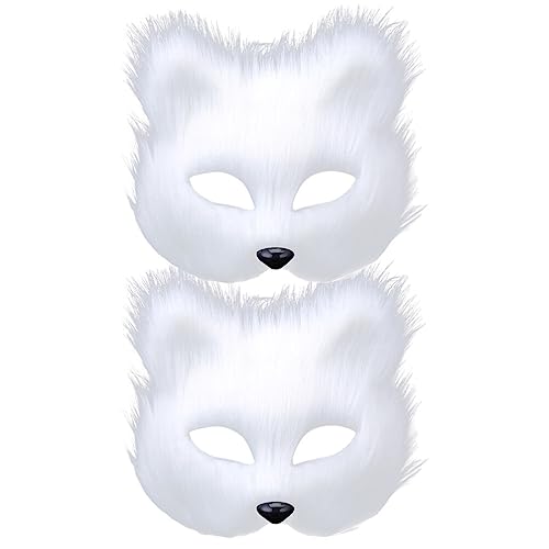 SAFIGLE 2 StüCk Fuchs Maske Aus PlüSch – Kuscheltier-Inspirierte Kitsune Maske FüR Karneval, Cosplay Und KostüMpartys von SAFIGLE