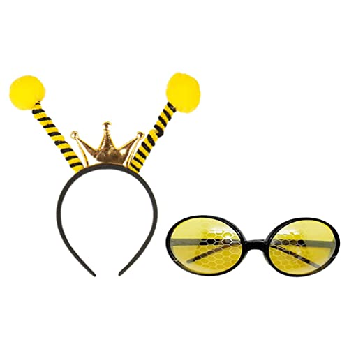 SAFIGLE 2 Stück Bienenkostüm Lustiges Bienen-Design Sonnenbrille Haardekoration Dekorativer Festival-Kopfschmuck Cosplay-Partyzubehör von SAFIGLE