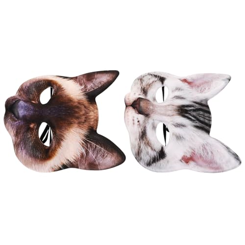 SAFIGLE 2 Stück Karneval Party Katzenmaske Cosplay Masken Tiermasken Maskerade Cosplay Masken Partymaske Für Erwachsene von SAFIGLE