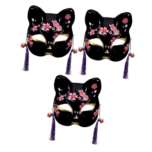 SAFIGLE 2 Stück Maske Fuchs Wolf Japanisches Kimono-kostüm Kostüm-requisite Japanisches Kimono-cosplay-kostüm Plastik Black von SAFIGLE