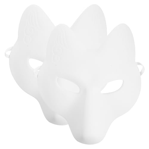 SAFIGLE 2 Weiße Einfache Masken Pu-Fuchs-Maske Unbemalte Maskerade-Masken Diy-Tier-Unbemalte Bastelmaske Für Cosplay-Maskerade-Partys Kostümzubehör von SAFIGLE