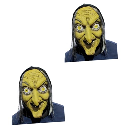 SAFIGLE 2St Halloween-Maske Hexenkostüm Dämonenmaske böse maske kostüm zubehör hässliche maske grüne halloween costume halloween kleidung Hexenmaske mit grünem Gesicht von SAFIGLE