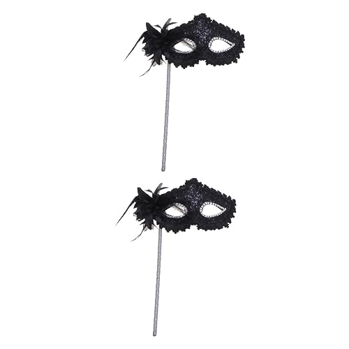 SAFIGLE 2St Party- halloween halllowen acessories familie semmeling party-mitgebsel decor Maskerade für Paare Maskerade- für Frauen auf Stock Maskarade Masken Handmaske Black von SAFIGLE