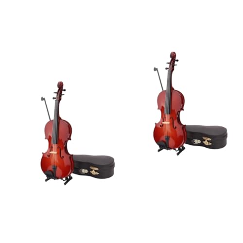 SAFIGLE 2st Heimdekoration Desktop-Modell Mini-Modell Instrument Desktop-Geige Musikspielzeug Musikalisches Spielzeug Handheld-Modell Spielzeuge Violine Handwerk Miniatur-Geige Hölzern von SAFIGLE