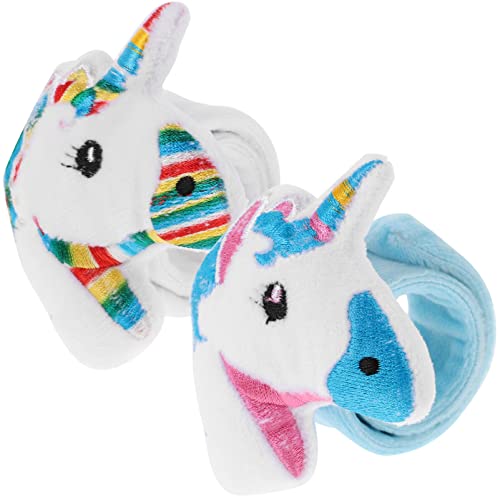 SAFIGLE Kinderspielzeug 2 Stück Plüsch-Schlagarmbänder Einhorn-Schlagarmbänder Niedliche Tier-Schlagarmbänder Cartoon-Armband Für Kinder Einhorn-Motto-Partygeschenke Spielzeug Für Kinder von SAFIGLE