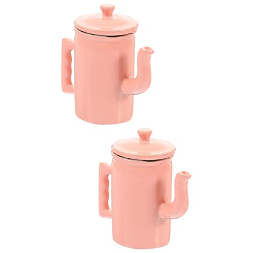 SAFIGLE 2st Puppenhaus Wasserkocher Realistische Wasserkocher-Statue Mini- Für Die Küche Mini-teeparty-Spielzeug Wasserkrüge Für Puppenhäuser Mini-kaffeekessel Rosa von SAFIGLE