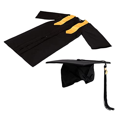 SAFIGLE 3 Graduation Gown Set Teilig mit Quaste und Gelber Schärpe Atmungsaktives Abschlusskleid für Ingenieurstudenten Unisex Schwarz Passend für Cosplay und Fotografie SAFIGLE 3 Graduation Gown Set Teilig mit Quaste und Gelber Schärpe Atmungsaktives Abschlusskleid für Ingenieurstudenten Unisex Schwarz Passend für Cosplay und Fotografie von SAFIGLE