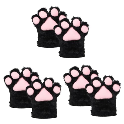 SAFIGLE 3 Paare Bärenklauenhandschuhe kinder winterhandschuhe kuschelhandschuhe Niedliche Kinderhandschuhe Winterhandschuhe mit Katzenpfoten Cosplay Katzenpfotenhandschuhe Plüsch Black von SAFIGLE