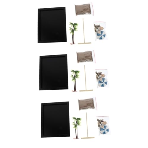 SAFIGLE 3 Sätze Seelöwen-Strand-sandtisch Holzdekor Mariposas Decorativas para Pared Zen-Garten-dekor Tischdekoration Schreibtisch Szene Dekor Hölzern Miniatur Sandspielzeug von SAFIGLE