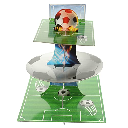 SAFIGLE 3st Fußball-kuchenständer Tortenständer Dekor Kuchenblech Kuchenhalter Halter Zum Präsentieren Von Desserts Cupcake-ständer Mit 3 Ebenen Party-kuchenplatte Papier von SAFIGLE