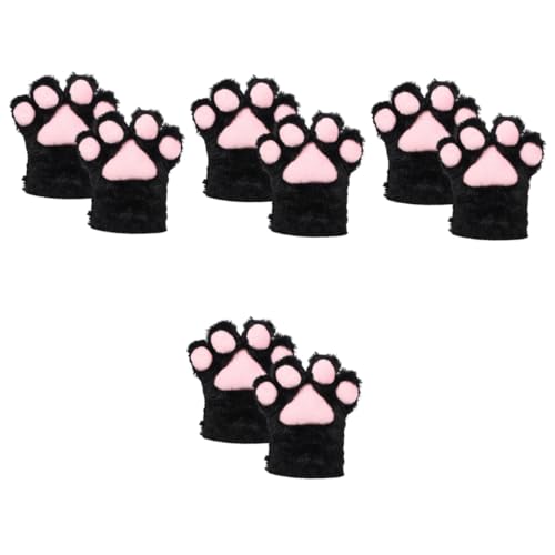 SAFIGLE 4 Paare Bärenklauenhandschuhe Katzenpfotenhandschuhe Für Kinder Cosplay-katzenpfoten-fäustlinge Süße Katzenpfotenhandschuhe Tierklauenhandschuhe Dekorative Handschuhe Black Plüsch von SAFIGLE