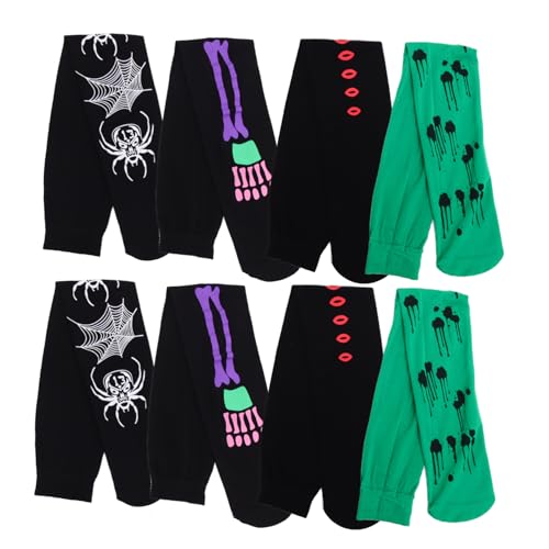 SAFIGLE 4 Paare Halloween Strümpfe Damen Oberschenkelhoch Bunte Vampir Skelett Muster Cosplay Kniestrümpfe Für Party Festliche Verkleidung SAFIGLE 4 Paare Halloween Strümpfe Damen Oberschenkelhoch Bunte Vampir Skelett Muster Cosplay Kniestrümpfe Für Party Festliche Verkleidung von SAFIGLE