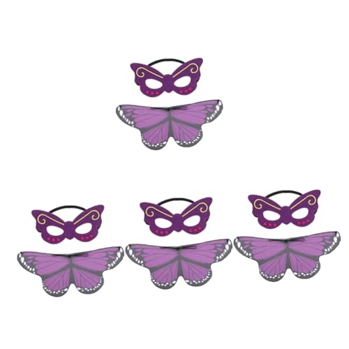 SAFIGLE 4 Sätze Schmetterlingsflügel-Umhang Feenschal Schal in Schmetterlingsflügelform kinder halloweenkostüme verkleidung kinder schöner Schal mit Schmetterlingsflügeln Chiffon Violett von SAFIGLE