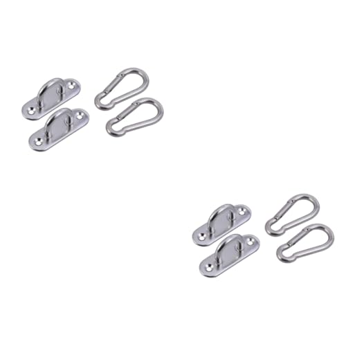 SAFIGLE 4 Stück Deckenanker Hardware-Haken mit Schrauben Karabinerhaken klein Karabiner schwer Hochleistungskarabiner Gymnastics Rings Fitness geräte Ankerhalterung Wandanker Silver von SAFIGLE