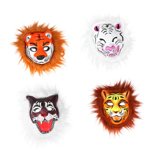 SAFIGLE 4 Stück Eva-Plüschtier-Maske Tiger-Maske Cosplay-Maske Erwachsene -Maske Kopfmaske Halloween-Kostüme Cosplay-Kostüm Halloween-Kostüm-Requisiten Kindermaske von SAFIGLE