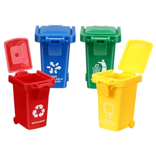 SAFIGLE 4 Stück Mini-mülleimer Recycling-papierkorb Mülltonnen Müllsortierung Mini- Curbid- Bins. Minispielzeug Puppenhaus-mülleimer Puppenhaus Zubehör Wagen Plastik Junge Kleinkind Kipper von SAFIGLE