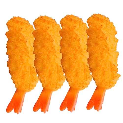 SAFIGLE 4 Stück Simuliertes Tempura Shrimps, Scampi Simuliertes Fleisch Simuliertes Lebensmittelmodell Rezept Für Garnelen-Tempura Gefälschtes Brathähnchen PVC Japan Kind Künstlich von SAFIGLE