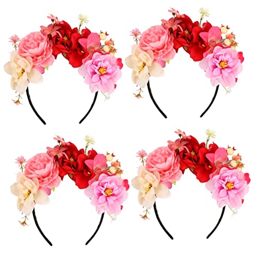 SAFIGLE 4 Stück Stirnband aus künstlichen Blumen Bienen Dekorationen Blumen- Kopfbedeckung wedding hair accessories hochzeits haarschmuck Blumenstirnband Haarschmuck für Frauen Stoff von SAFIGLE