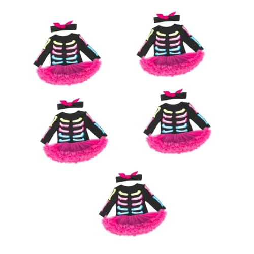 SAFIGLE 5 Sets Festival Skelett Kleid Kleinkind Mädchen Kleidung Kleid Für Mädchen Kleidung Für Kinder Mädchen Tutu Rock Kinderkleidung Säuglingskleidung Halloween Neugeborenen von SAFIGLE