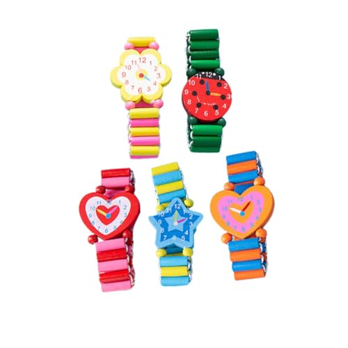 SAFIGLE 5St Cartoon-Uhr aus Holz Armbanduhr Spielzeuguhren für Kleinkinder ab 2 Jahren Stoppuhr Kinderspielzeug interaktives Spielzeug Cartoon-Uhren Handgelenkschmuck für Kinder hölzern von SAFIGLE