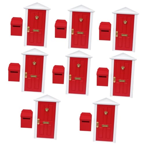 SAFIGLE 8 Sätze Mini Möbel Türen Kidcraft-Spielset Modell Kind TUT so als Spielzeug Mädchen Spielzeug Holztür Mini-Hauszubehör Minitür Briefkasten Möbeltür Ornamente Mikroszene hölzern rot von SAFIGLE