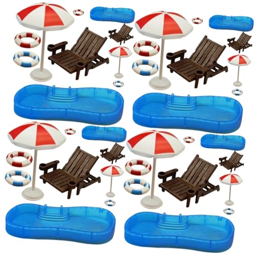 SAFIGLE 8 Sätze Puppenhaus Strandkorb Puppenhaus-Outdoor-Accessoires Sommerschmuck Spielzeug Sandkasten Schwimmen Miniatur Mini-schwimmbecken-Set Puppenhaus-Strand-dekor Paddeln Plastik von SAFIGLE