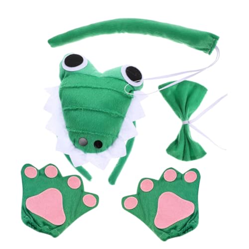 SAFIGLE Alligator Kostüm Set Stirnband Fliege Handschuhe Tiermotiv Cosplay Karneval Halloween Verkleidung Zubehör SAFIGLE Alligator Kostüm Set Stirnband Fliege Handschuhe Tiermotiv Cosplay Karneval Halloween Verkleidung Zubehör von SAFIGLE