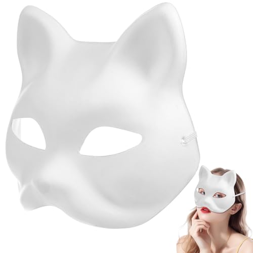 SAFIGLE 10 StüCk Katzenmasken - Leere Diy Masquerade Masken FüR Cosplay Und KostüMpartys, Tiermasken FüR Halloween Und Karneval von SAFIGLE