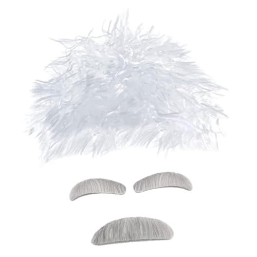 SAFIGLE Cosplay Wissenschaftler Weiß Perücke Schnurrbart und Augenbrauen Kostüm Zubehör für Halloween Karneval Mottoparty Wissenschaftler Kostüm Requisite SAFIGLE Cosplay Wissenschaftler Weiß Perücke Schnurrbart und Augenbrauen Kostüm Zubehör für Halloween Karneval Mottoparty Wissenschaftler Kostüm Requisite von SAFIGLE