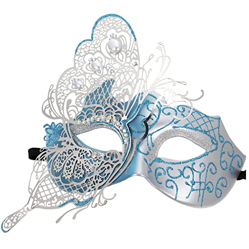 SAFIGLE Diamant-schmetterlings-maske Halloween Kostüm Party Masken Dekor Party-maske Maskenball Maske Kostüm Für Erwachsene Cosplay-kostüme Maskerade Maskenrequisiten Blue Plastik von SAFIGLE