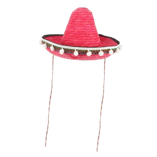 SAFIGLE Eltern Mexikanischer Hut Pompom Performance Tanzkostüm Requisiten Bunter Strohhut Karnevalsparty Rot Partyhüte Aus Papier Funky Hat Strass Hutkappen von SAFIGLE