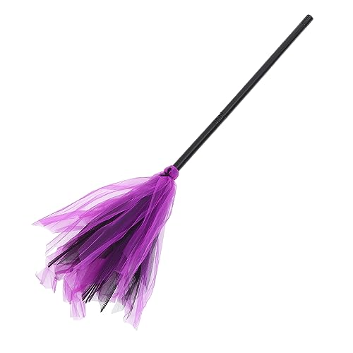 SAFIGLE Halloween Hexenbesen Abnehmbarer Dekobesen Lila Schwarz Hexenzubehör Halloween-anziehbesen Hexenbesen Ornament Halloween-Dekorationen Reitbesen Bilden Violett Cosplay Plastik Kind von SAFIGLE