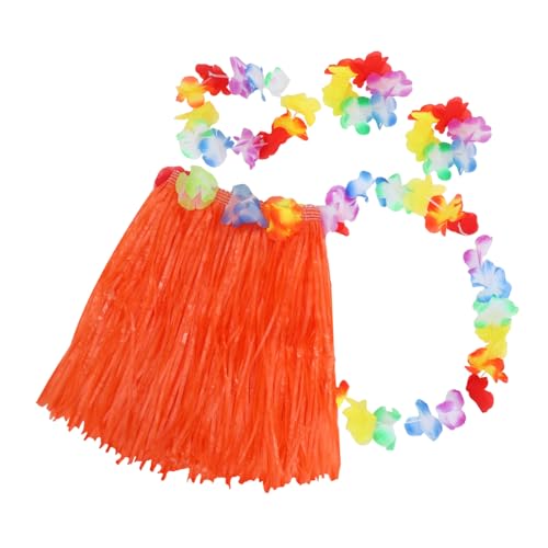 SAFIGLE Hula Kostüm Set Orange Hawaii Grasrock mit Blumenkranz Armbändern und Girlande Buntes Luau Party Outfit für Strand Insel feiern Bequem und Sicher zum Tanzen SAFIGLE Hula Kostüm Set Orange Hawaii Grasrock mit Blumenkranz Armbändern und Girlande Buntes Luau Party Outfit für Strand Insel feiern Bequem und Sicher zum Tanzen von SAFIGLE