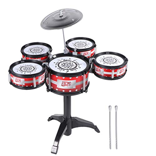 SAFIGLE Elektronisches Schlagzeug Schlagzeug -Trommelset Spielzeug für Kinder Baby-Trommelset Kind Mini-Musiktrommel-Spielzeug Mini-Band-Rock-Set Musikinstrumente Mini-Schlagzeug von SAFIGLE