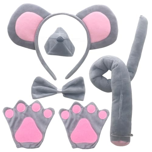 SAFIGLE -Kostüm-Set für Erwachsene und Kinder, große -Ohren, Stirnband, Cosplay, Kostüm, Kleid, Ratte für Halloween-Party, 1 Set Halloween- -Kostüm von SAFIGLE