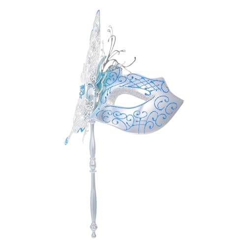 SAFIGLE Metall-venezianische Schmetterlings-maske mit Stab Leichte Langlebige Maskerade für Damen Elegantes Kostüm-accessoire für Halloween Karneval Mardi Gras Ball und SAFIGLE Metall-venezianische Schmetterlings-maske mit Stab Leichte Langlebige Maskerade für Damen Elegantes Kostüm-accessoire für Halloween Karneval Mardi Gras Ball und von SAFIGLE