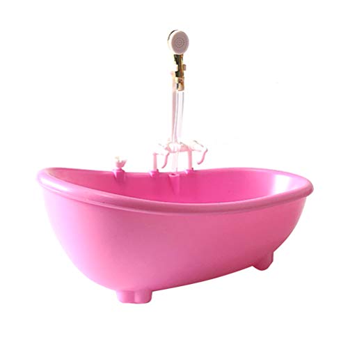 SAFIGLE Puppenbadewanne Puppen Dusche Baby- Mit Duschbrause Mini- Badezimmerzubehör Puppenhausmöbel Rollenspiel-Spielzeug Für Kinder Puppenbad-Spielset – Pink Puppenm Bel 1/6 Puppenhausbadewanne von SAFIGLE