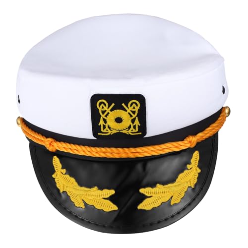 SAFIGLE Verstellbare Kapitänsmütze aus Polyester Weiße Matrosen Kappe Atmungsaktiv und Formbeständig für Herren und Damen für Kostüme Boating und Karnevalspartys SAFIGLE Verstellbare Kapitänsmütze aus Polyester Weiße Matrosen Kappe Atmungsaktiv und Formbeständig für Herren und Damen für Kostüme Boating und Karnevalspartys von SAFIGLE