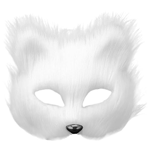 SAFIGLE Waschbärenmaske Halloween-Plüschmaske -Maske Wolfsmaske Halbes Gesicht Tiermaske Halloween-Maskenmaske Realistische Katzenmaske Halloween-Cosplay-Maske Frauen-Fuchsmaske von SAFIGLE