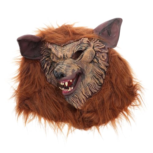 SAFIGLE Werwolf-maske Gruselige Halloween-maske Fuchsmaske Pelzig Pelzige Maske Wolfsmaske Für Erwachsene Pelzige Wolfsmaske Wolfskopfmaske Wolfsmaske Pelzig Maskerademaske Coffee Vinyl von SAFIGLE