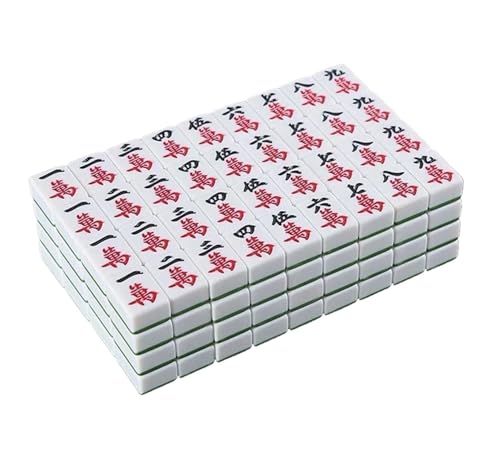 SAGELSHN Mahjong Mahjong, Großes Zahlen-Mahjong Mit 144 Gravierten Kacheln, for Den Haushalt, Reisen, Hand-Mahjong Mahjong Spiel(Grün,42mm) von SAGELSHN