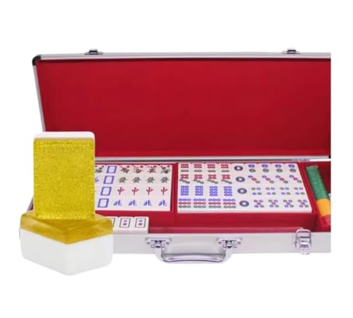 SAGELSHN Mahjong Mahjong-Fliesen Kristall Haushalt Hand Mahjong-Fliesen Hand Spielen Mahjong 152 Fliesen Spiele Mahjong Mahjong Spiel(Gold) von SAGELSHN