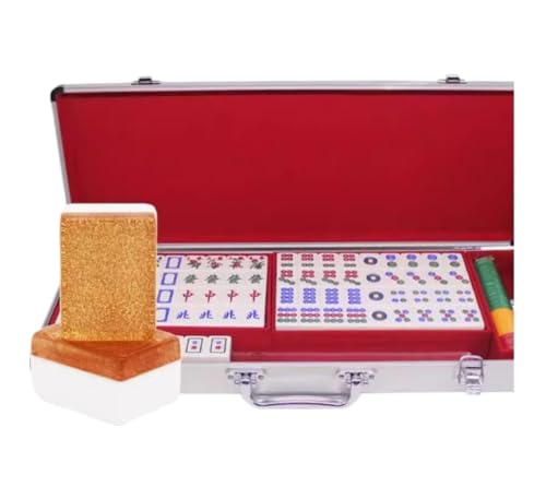 SAGELSHN Mahjong Mahjong-Fliesen Kristall Haushalt Hand Mahjong-Fliesen Hand Spielen Mahjong 152 Fliesen Spiele Mahjong Mahjong Spiel(Rose Gold) von SAGELSHN