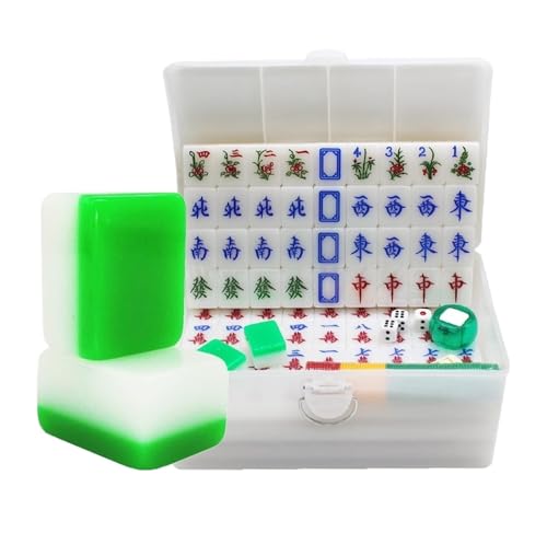 SAGELSHN Mahjong Mahjong-Haushaltshand-Acryl-Mahjong Mit 144 Gravierten Kacheln, Klassischer Chinesischer Mahjong Mahjong Spiel(42mm) von SAGELSHN