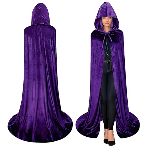 Halloween Kostüm,Halloween Umhang mit Kapuze,Halloween Cosplay Kostüm,Vampir Kostüm,Halloween Kostüme für Erwachsene,Lila Umhang,Unisex,Perfekt für Halloween,Karneval und Partys,130 cm von SAICXQ